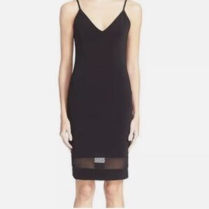 Alice + Olivia Mesh Hem Slip Dress, Size 6, Black
